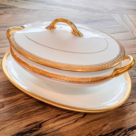 Vintage Noritake Washington Pattern-Covered Sauce Bowl w? Attached Platter-8.75” - Picture 2 of 9